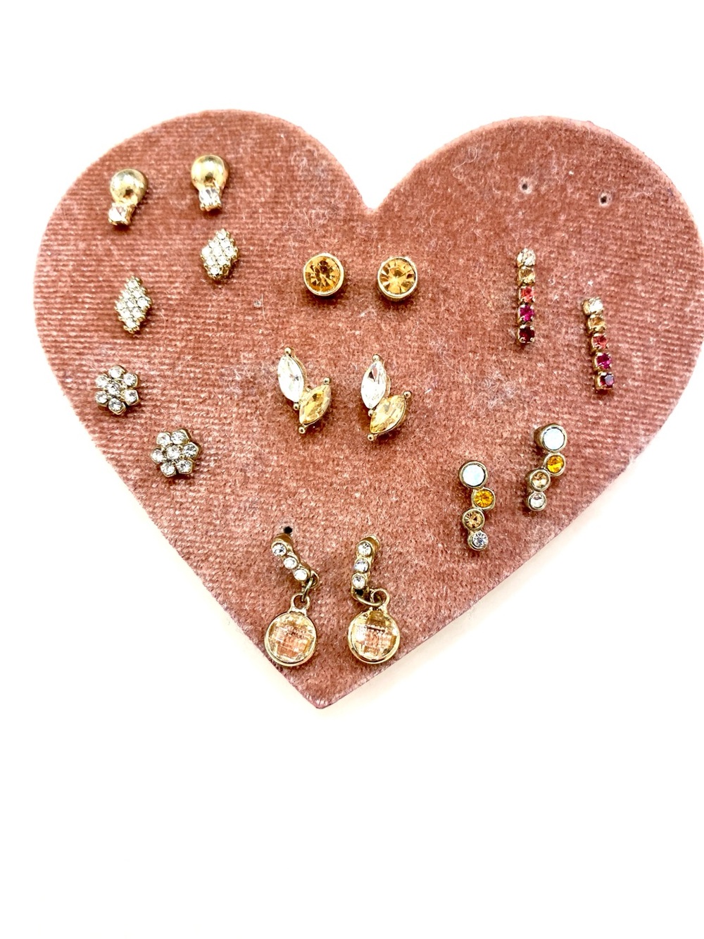 LOFT Gold-Tone Stud & Drop Earring Set with Pink and Clear Accents delicate